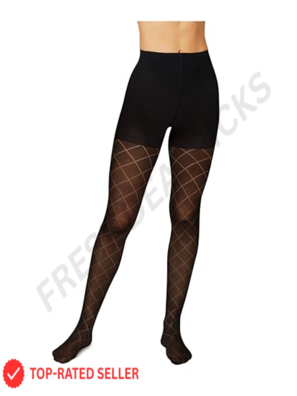Control Top Sheer Toe Tights Diamond Outline 50 Denier Recycled Nylon
